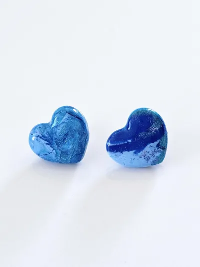 Boucles d'oreilles Puce Cœur marbré